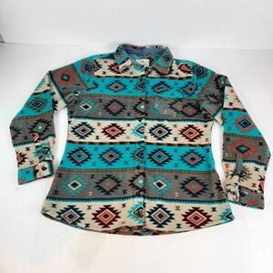 🔥Legendary Whitetails Womens Lg Fleece Aztec Southwest Button Front Shirt C12